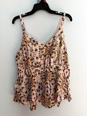 Torrid Women's Plus Size 2 Camisole Adjustable Strap Tank Top Cream, Brown Pink